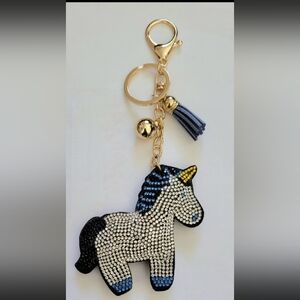 Sparkle Unicorn Tassel Bell Crystal Rhinestone Keychain Bag Charm
